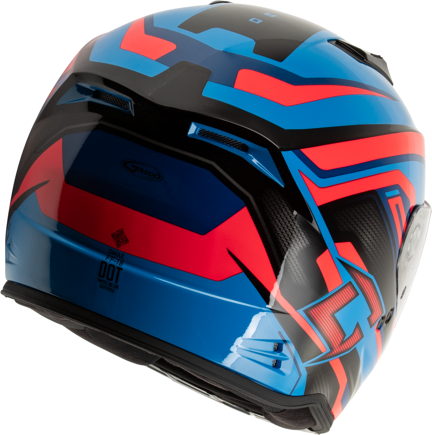 GMAX F11811213 FF 18 Drift Helmet Black/Blue/Red XS – DOT Approved Motorcycle Helmet with Sun Shade and Advanced Ventilation - Kelly Motorsports