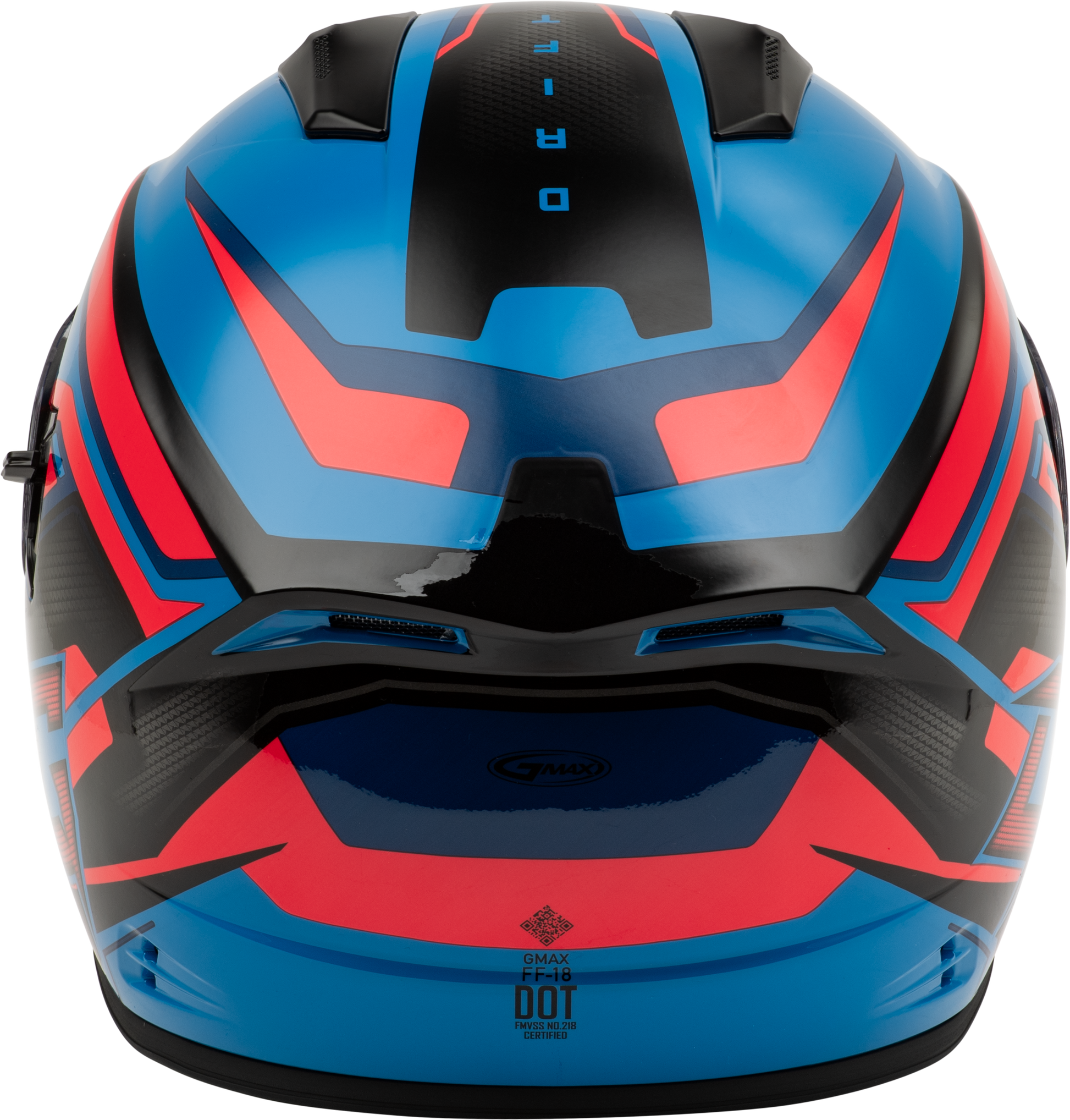 GMAX F11811218 FF 18 Drift Helmet - Black, Blue & Red with Sun Shade and Advanced Ventilation - Kelly Motorsports