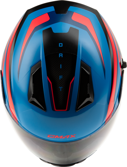 GMAX F11811218 FF 18 Drift Helmet - Black, Blue & Red with Sun Shade and Advanced Ventilation - Kelly Motorsports