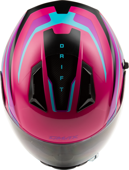 GMAX F11811397 FF 18 Drift Helmet Pink/Blue/Black XL with Sun Shield and Advanced Ventilation - Kelly Motorsports