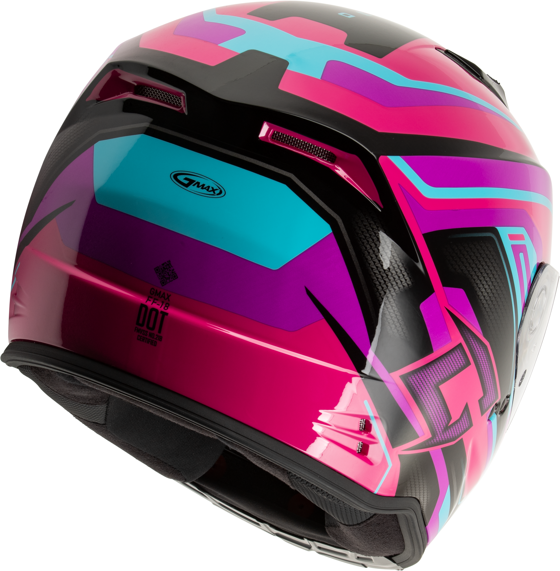 GMAX F11811398 FF 18 Drift Helmet Pink/Blue/Black with DOT Approval and Advanced Ventilation - Kelly Motorsports