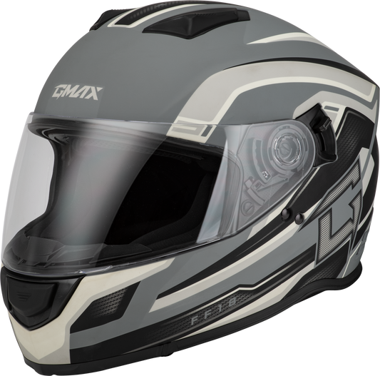GMAX F1181817 FF 18 Drift Helmet Matte Grey/Silver/Black XL – DOT Approved Motorcycle Helmet with Sun Shade and Intercom Compatibility - Kelly Motorsports
