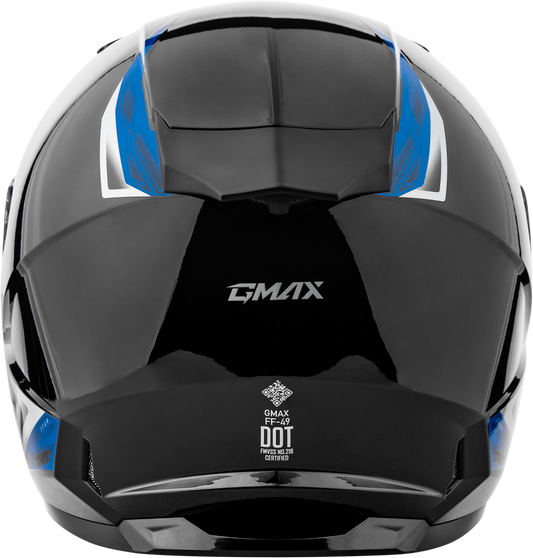 GMAX F1498134 FF - 49 Syth Helmet Black and Blue, Small - Lightweight DOT Approved Motorcycle Helmet with Removable COOLMAX® Interior and UV400 Shield - Kelly Motorsports