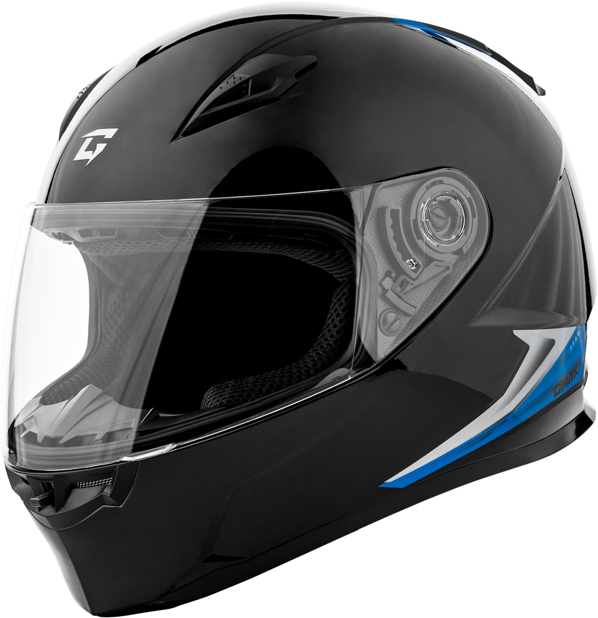 GMAX F1498136 FF - 49 Syth Helmet Black/Blue Large – Lightweight DOT Approved Motorcycle Helmet with COOLMAX® Interior and UV400 Shield - Kelly Motorsports