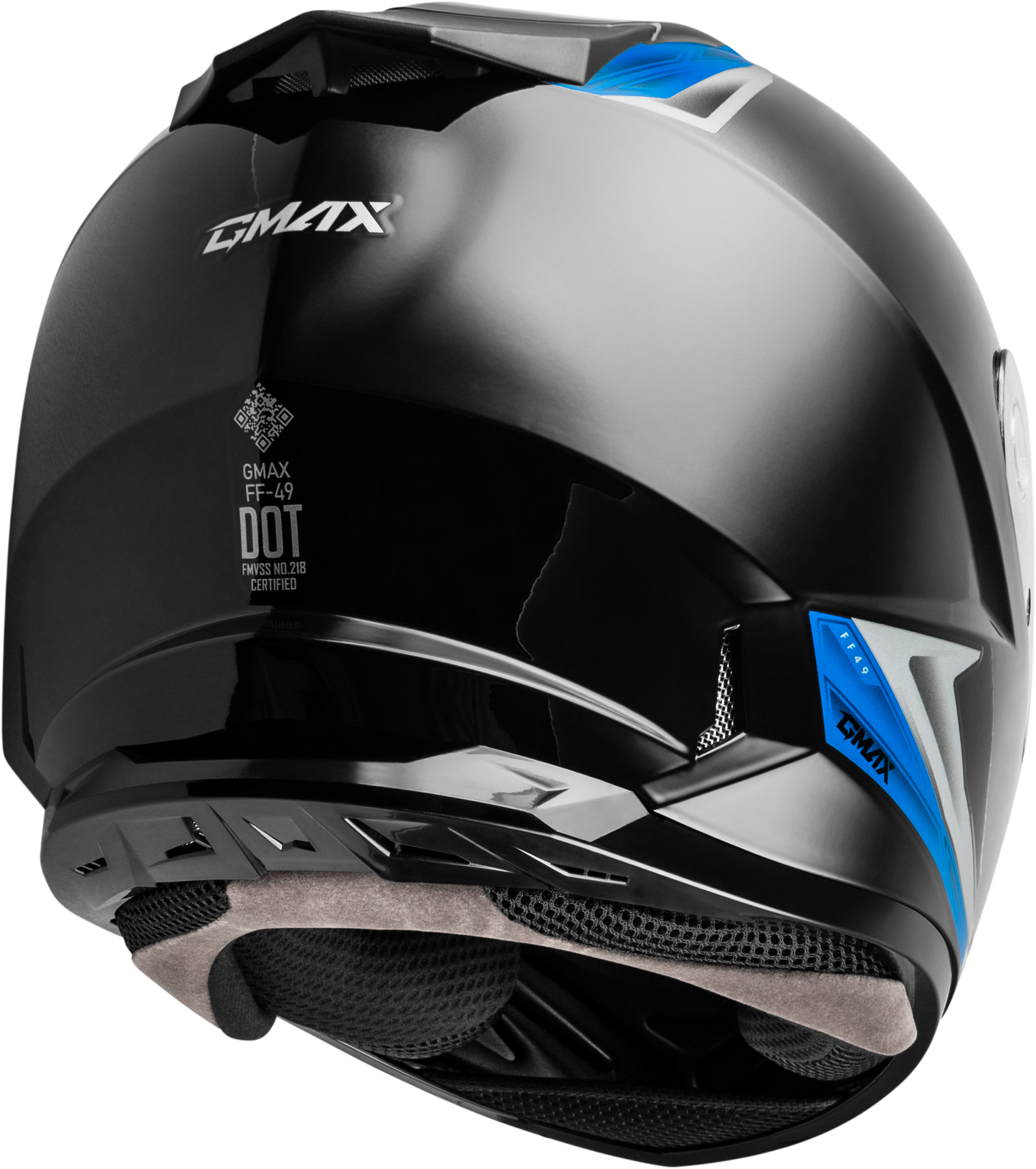 GMAX FF - 49 Syth Helmet Black/Blue – Lightweight DOT Approved Motorcycle Helmet with COOLMAX® Interior and UV400 Shield - Kelly Motorsports