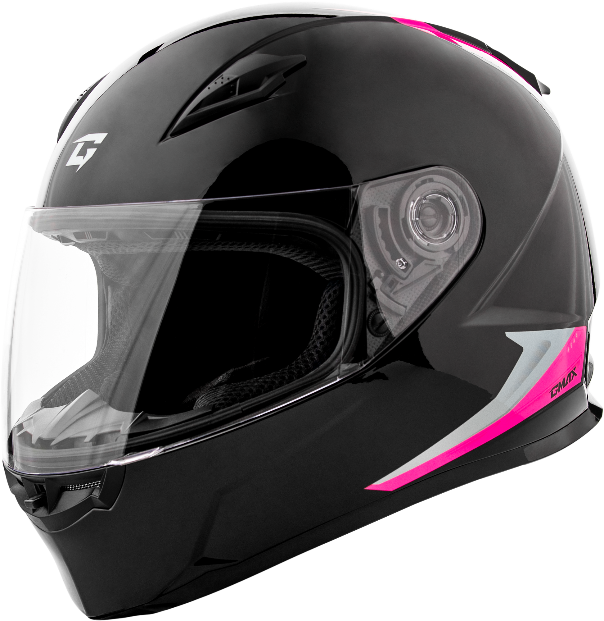 GMAX FF - 49 Syth Helmet Black/Pink Medium - Lightweight DOT Approved Motorcycle Helmet with COOLMAX® Interior and UV400 Shield - Kelly Motorsports