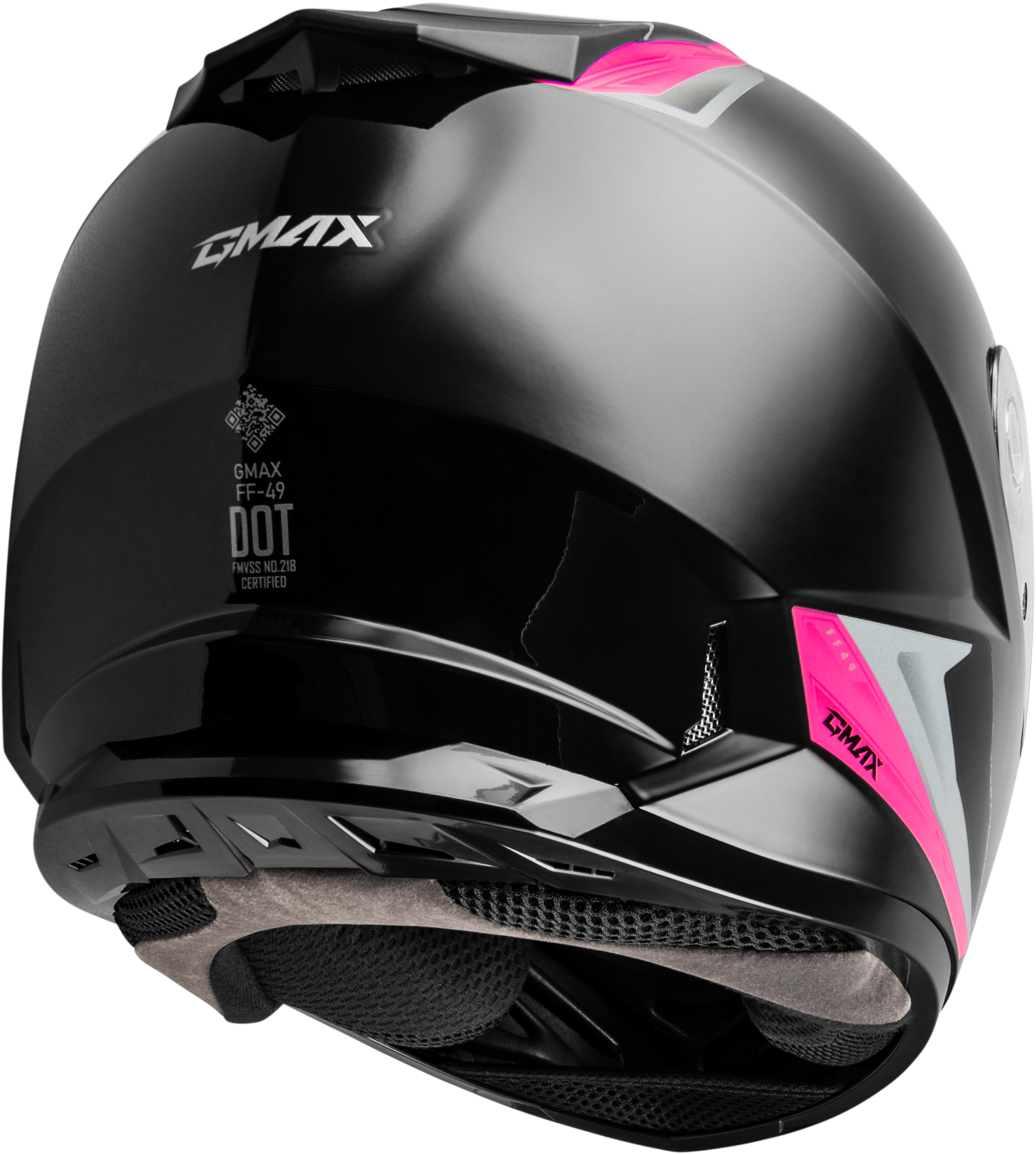 GMAX FF - 49 Syth Helmet Black/Pink Small - Lightweight, DOT Approved Motorcycle Helmet with COOLMAX® Interior and UV400 Shield - Kelly Motorsports