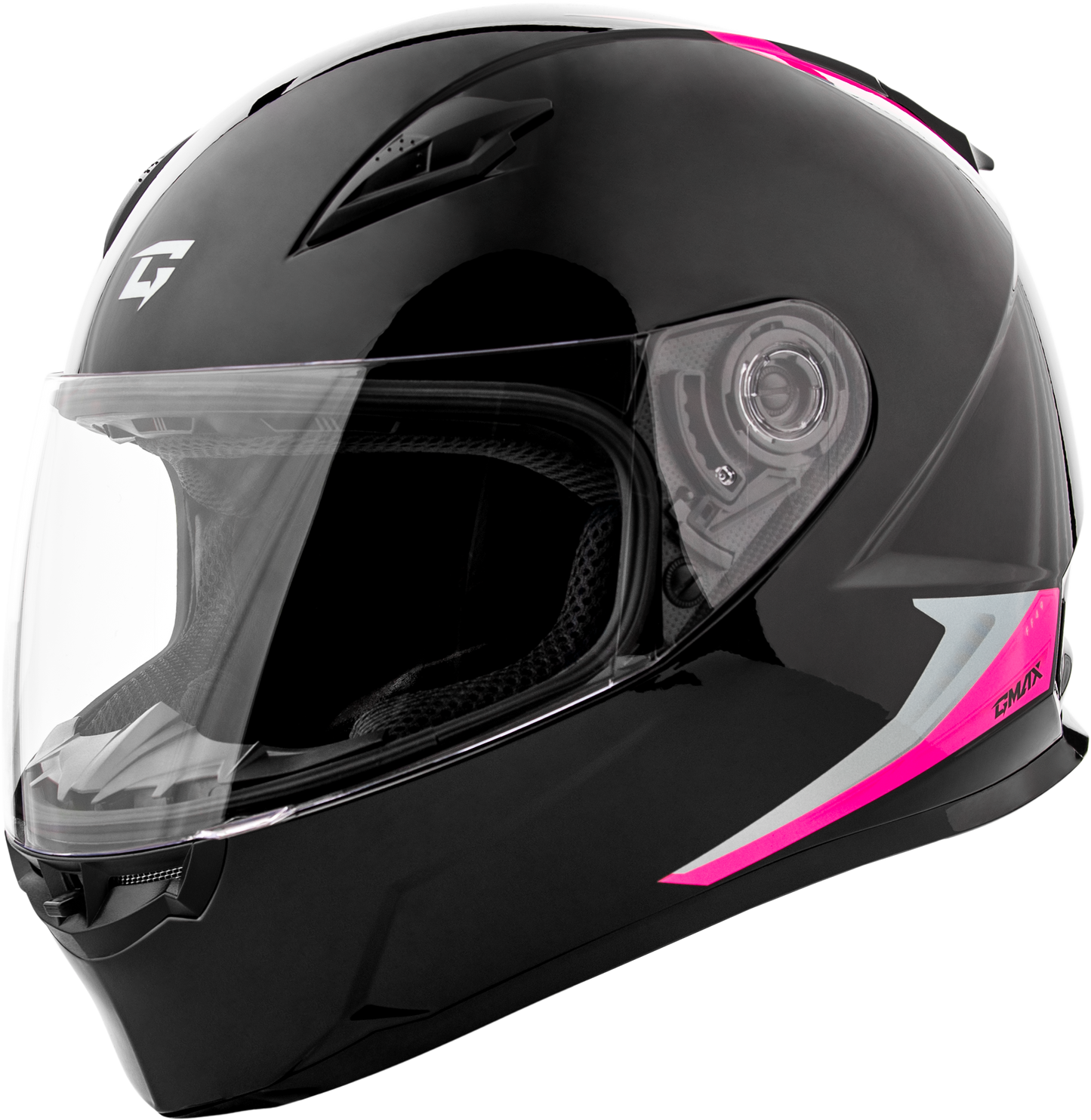 GMAX FF - 49 Syth Helmet Black/Pink Small - Lightweight, DOT Approved Motorcycle Helmet with COOLMAX® Interior and UV400 Shield - Kelly Motorsports
