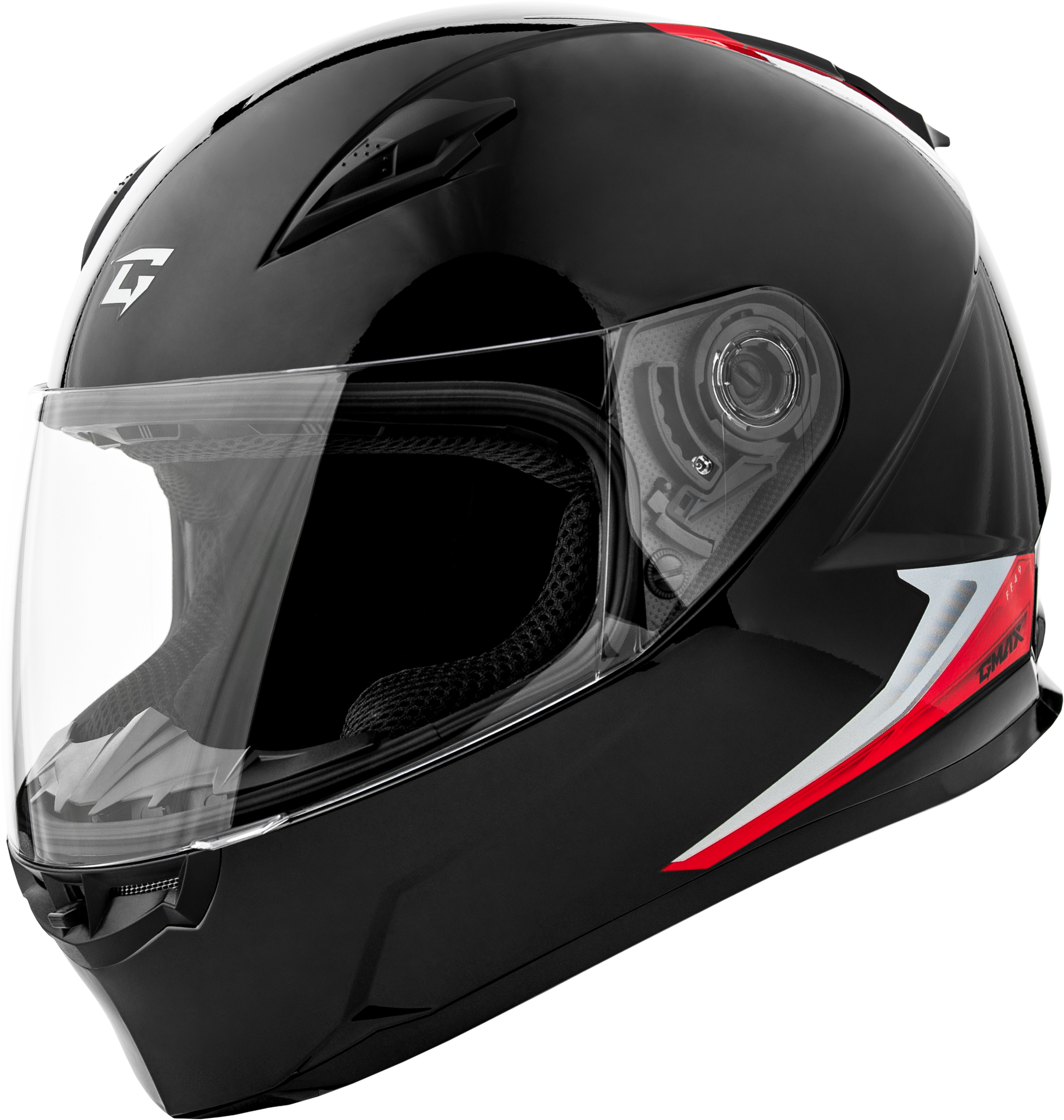 GMAX FF - 49 SYTH Helmet Black/Red XL – Lightweight Motorcycle Helmet with COOLMAX® Interior and UV400 Shield - Kelly Motorsports