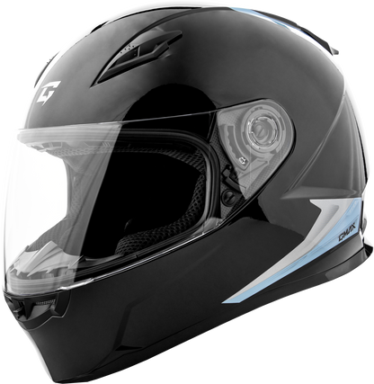 GMAX FF - 49 Sythe Helmet Black/Silver Blue Large – DOT Approved Motorcycle Helmet with COOLMAX® Interior and UV400 Shield - Kelly Motorsports