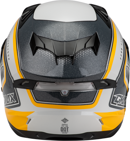 GMAX FF - 98 Aftershock Helmet White/Metallic Silver Large with Integrated LED Rear Light and Quick - Release Face Shield - Kelly Motorsports