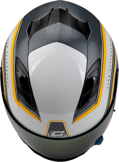GMAX FF - 98 Aftershock Helmet White/Metallic Silver Small with Integrated LED Rear Light and Quick - Release Shield - Kelly Motorsports