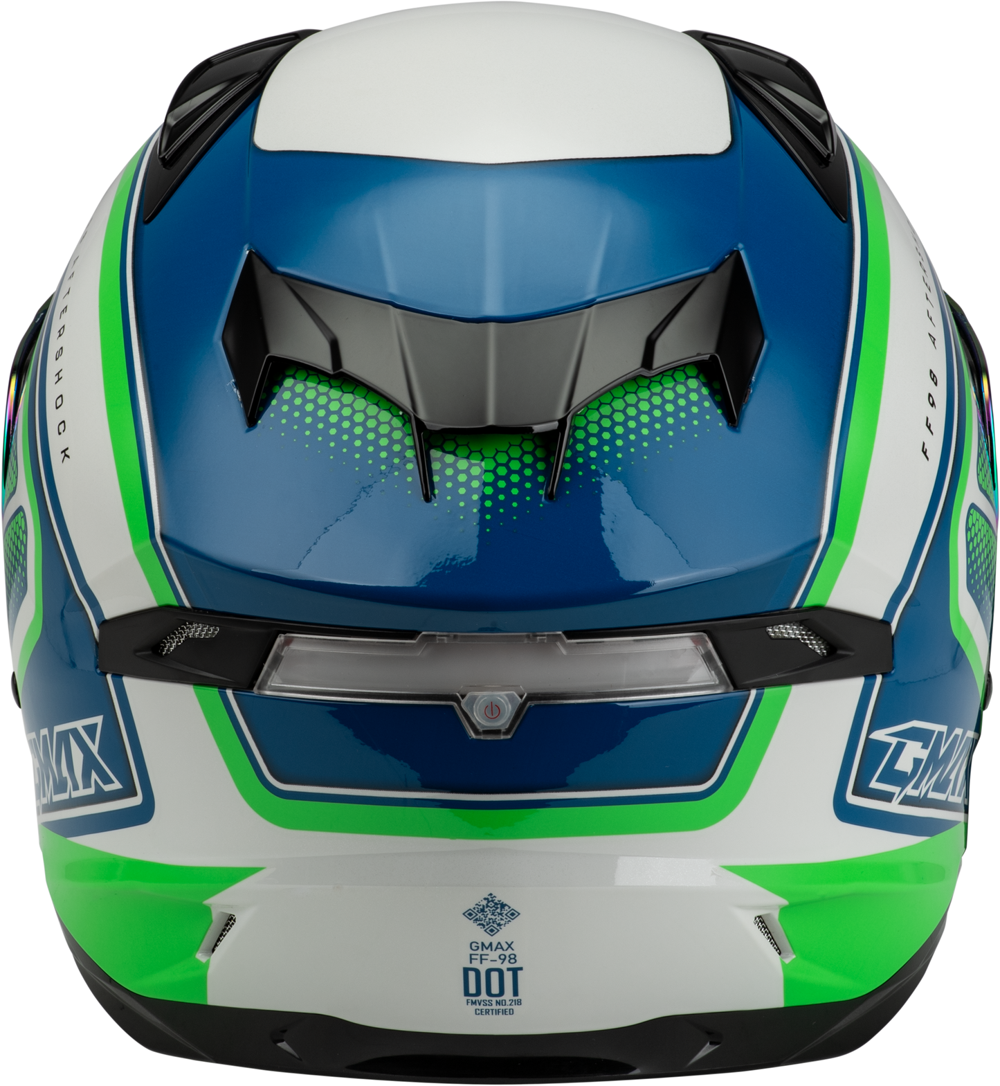GMAX FF - 98 Aftershock Helmet with LED Rear Light and Quick - Release Shield - Large - Kelly Motorsports