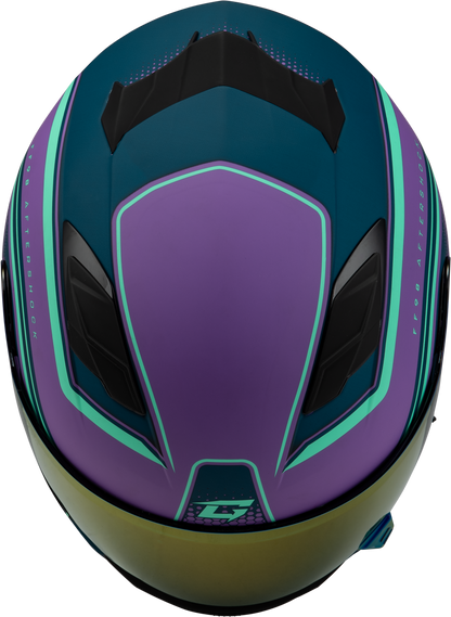 GMAX FF - 98 Aftershock Matte Purple/Blue Motorcycle Helmet with Integrated LED Rear Light and Quick - Release Face Shield - Kelly Motorsports