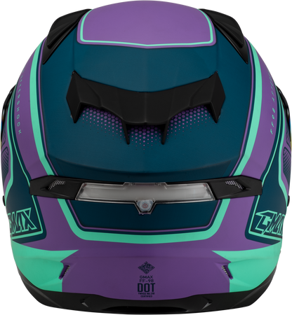 GMAX FF - 98 Aftershock Matte Purple/Blue Motorcycle Helmet with Integrated LED Rear Light and Quick - Release Face Shield - Kelly Motorsports