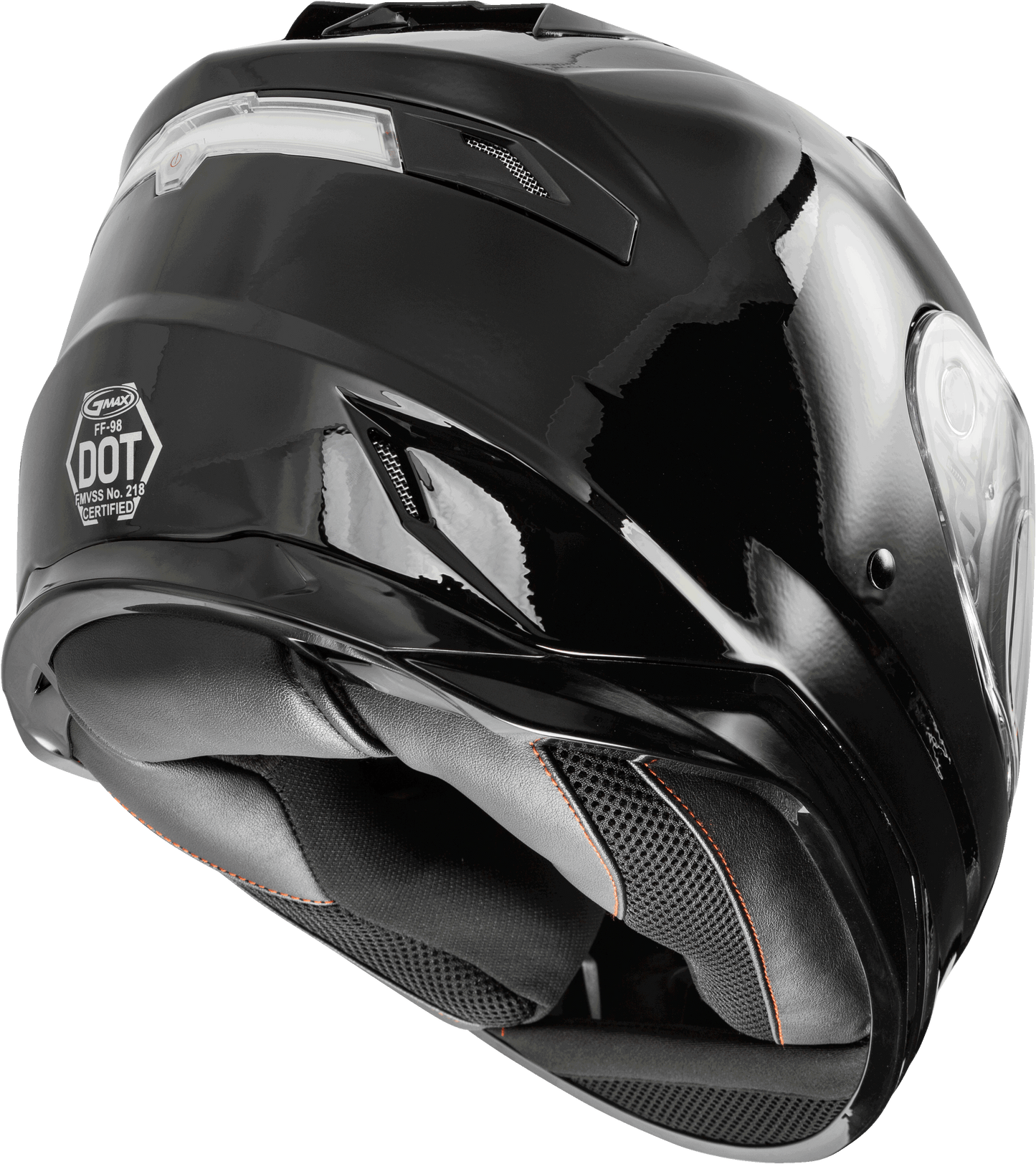 GMAX FF - 98 Full Face Helmet Black XS with Quick Release Shield and Integrated LED Rear Light - Kelly Motorsports