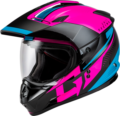GMAX GM - 11 Decima Dual Sport Helmet Black, Pink & Blue, Extra Small (Part No. A11161233) - Kelly Motorsports