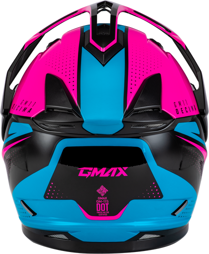 GMAX GM - 11 Decima Helmet Black, Pink, and Blue – Versatile Dual Sport Motorcycle Helmet with Sun - Blocking Peak - Kelly Motorsports