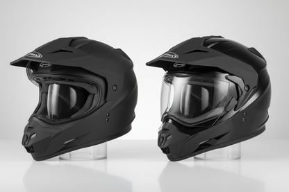 GMAX GM-11 Dual Sport Helmet side-by-side hero on light background