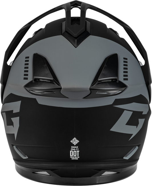 GMAX GM - 11 Ronin Dual Sport Helmet Matte Black/Silver – All - Purpose Motorcycle Helmet with Sun - Blocking Peak and Intercom Compatibility - Kelly Motorsports