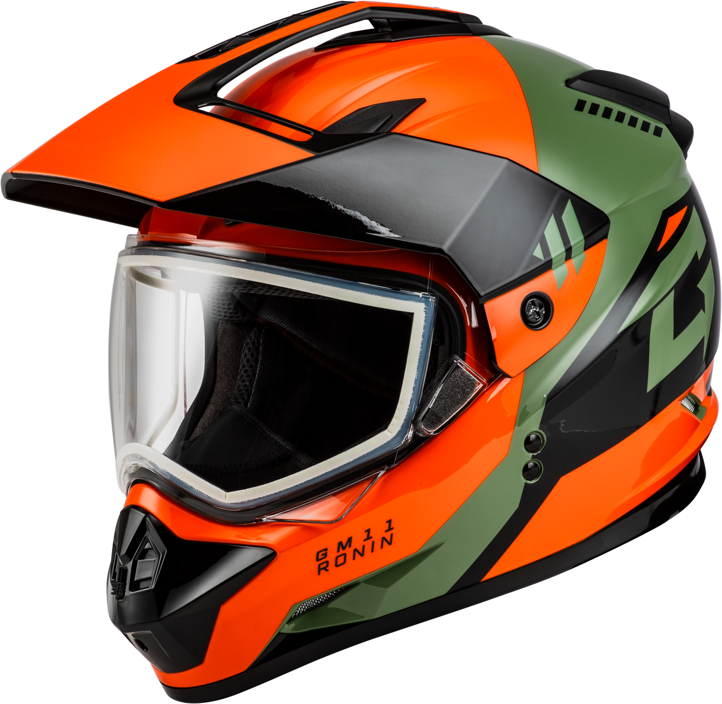 GMAX GM - 11 Ronin Dual Sport Helmet Orange/Green/Black XL - Kelly Motorsports