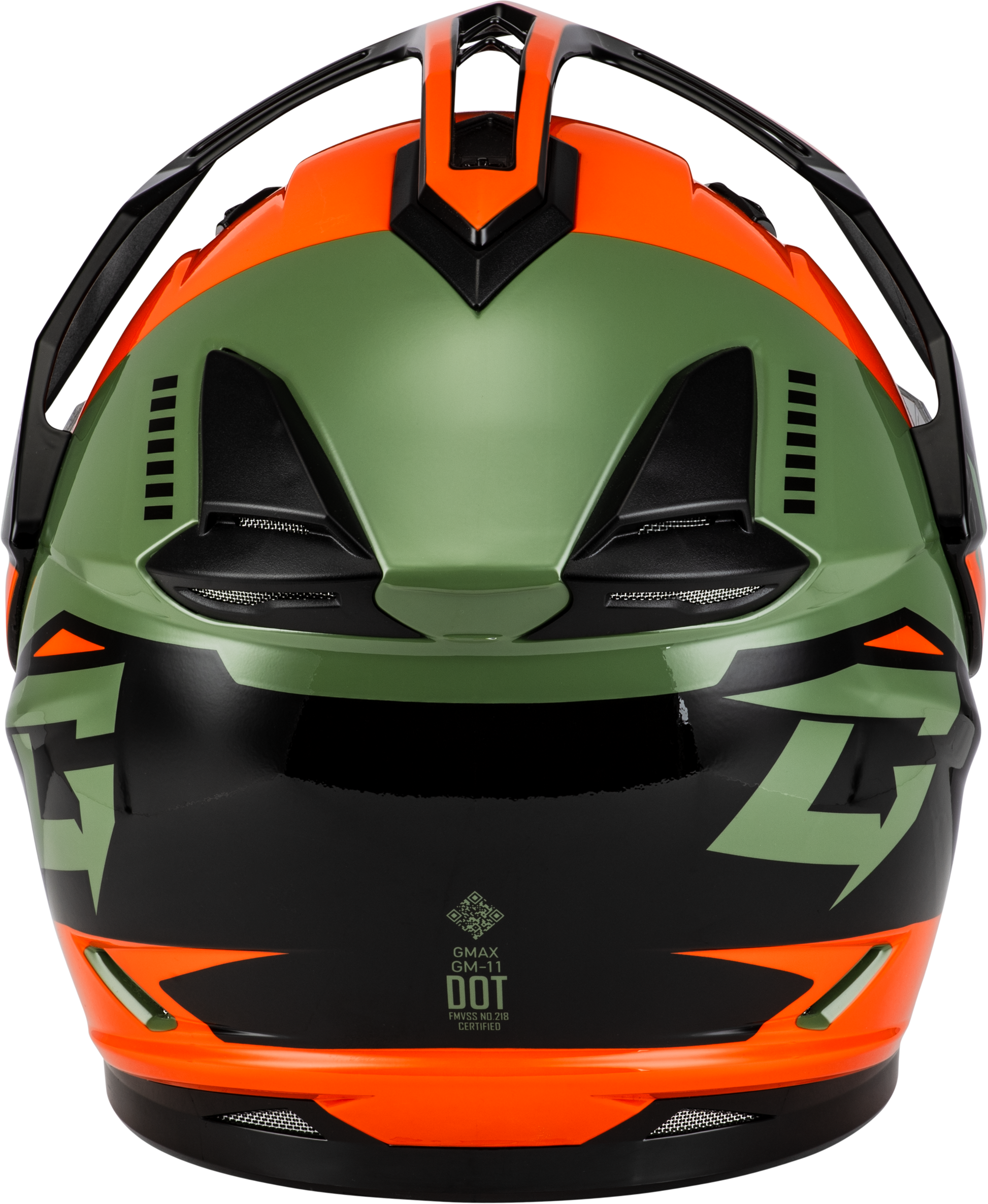 GMAX GM - 11 Ronin Helmet in Orange, Green & Black – Dual Sport Motorcycle Helmet with Sun - Blocking Peak and Advanced Features - Kelly Motorsports