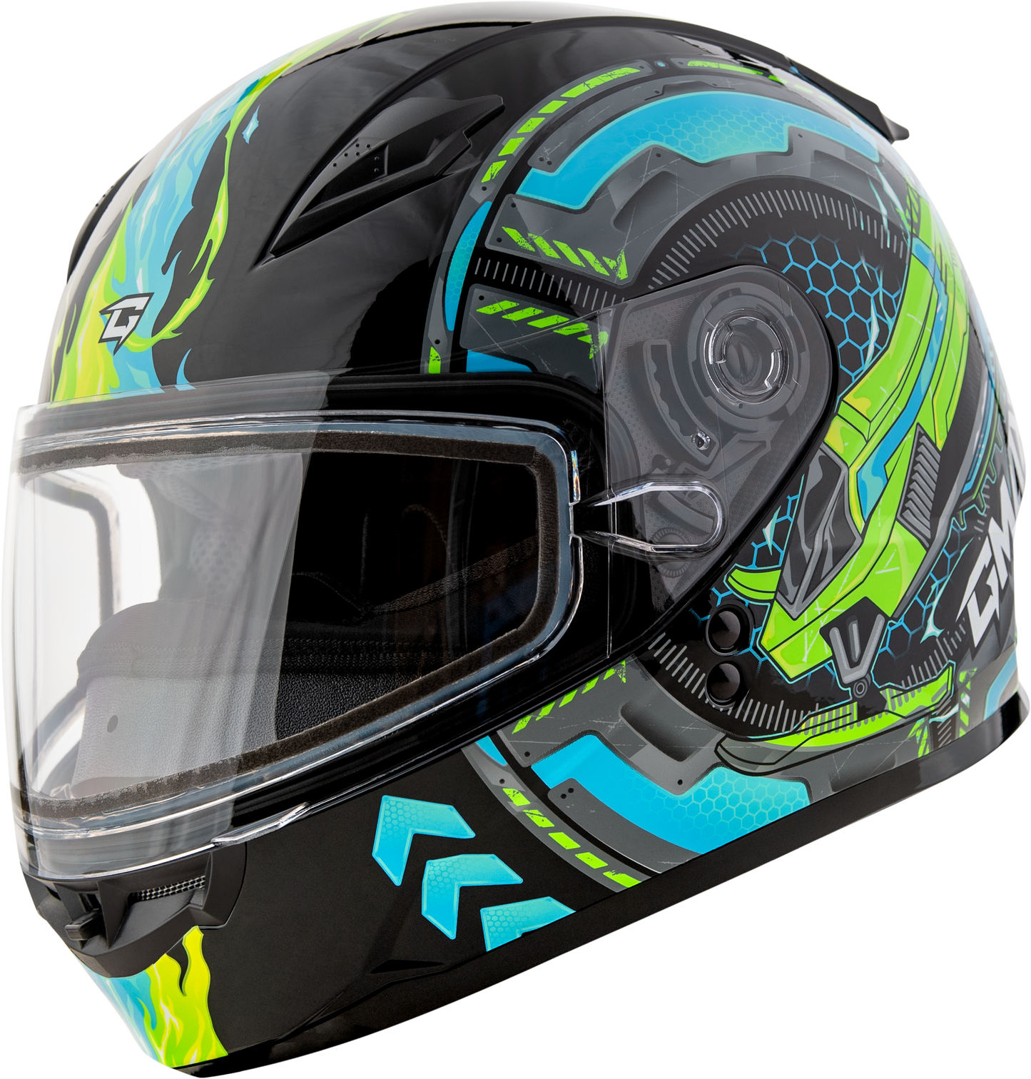 GMAX GM - 49Y Child Snow Helmet with Adjustable Fit and Dual Lens Shield - Kelly Motorsports