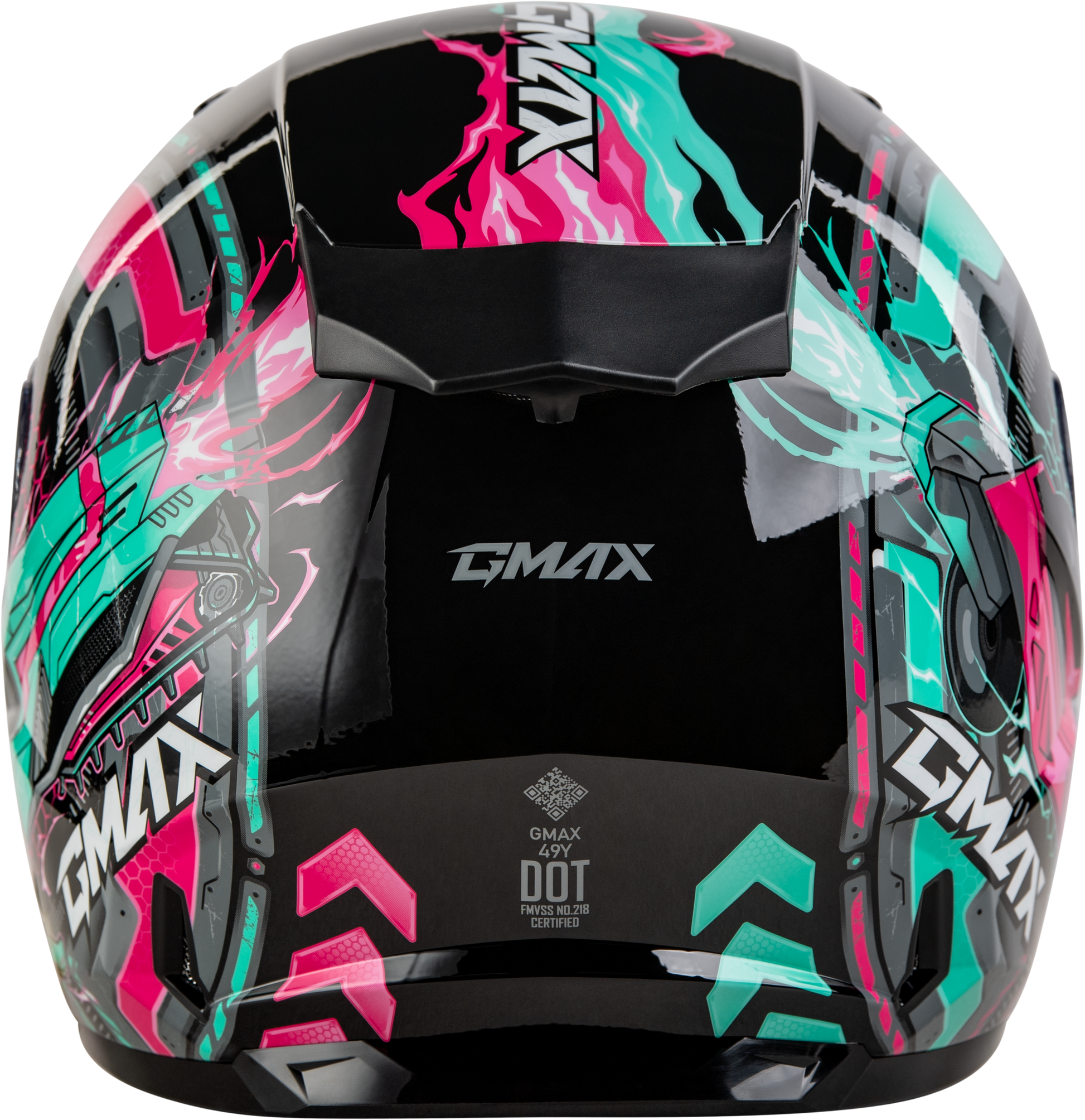 GMAX GM - 49Y Kids Motorcycle Helmet with Adjustable Interior - Black/Pink/Aqua - Kelly Motorsports