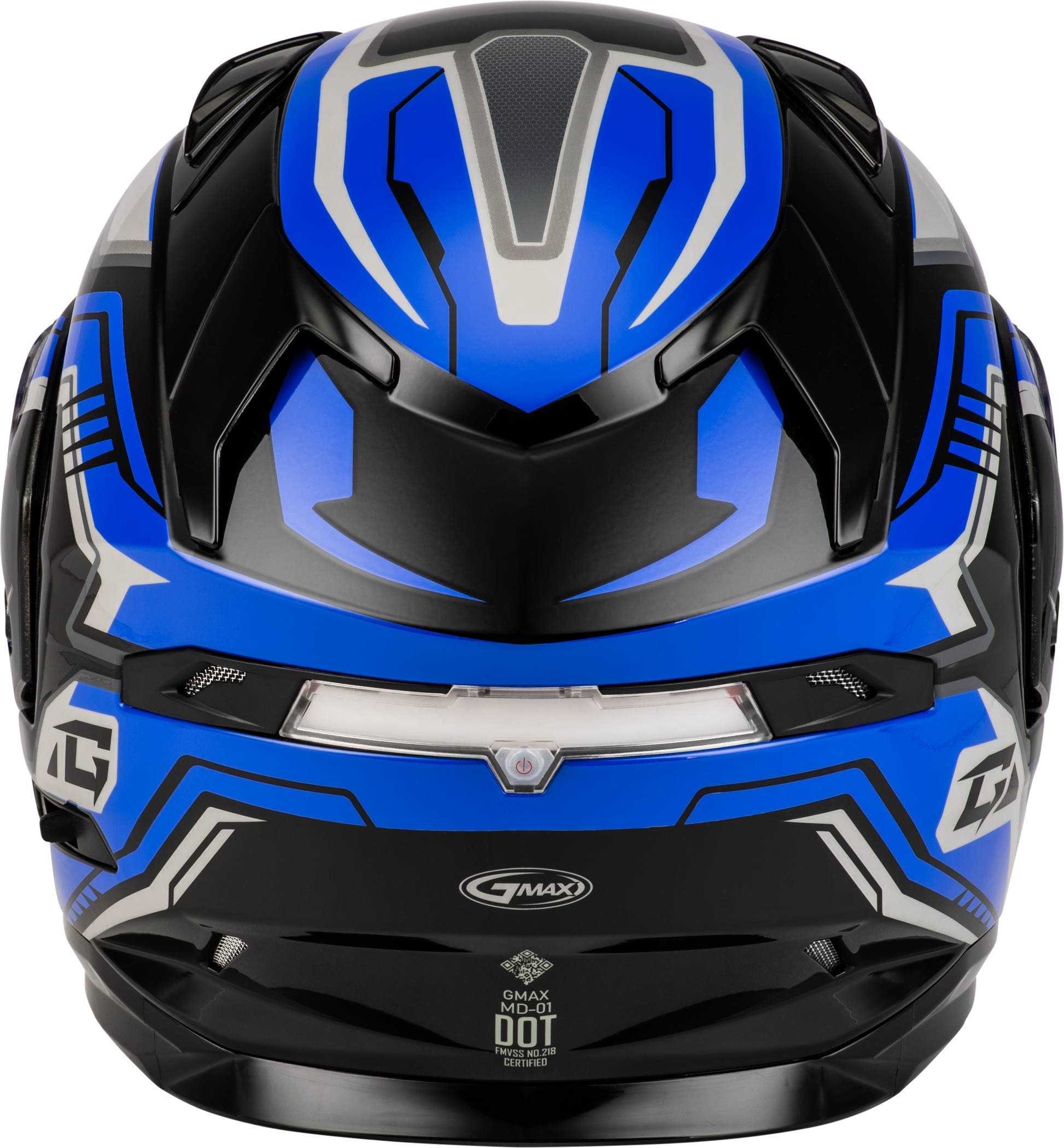 GMAX Md 01s Transistor Snow Helmet Blue/Black with Quick Release Buckle and Integrated LED Light - Kelly Motorsports