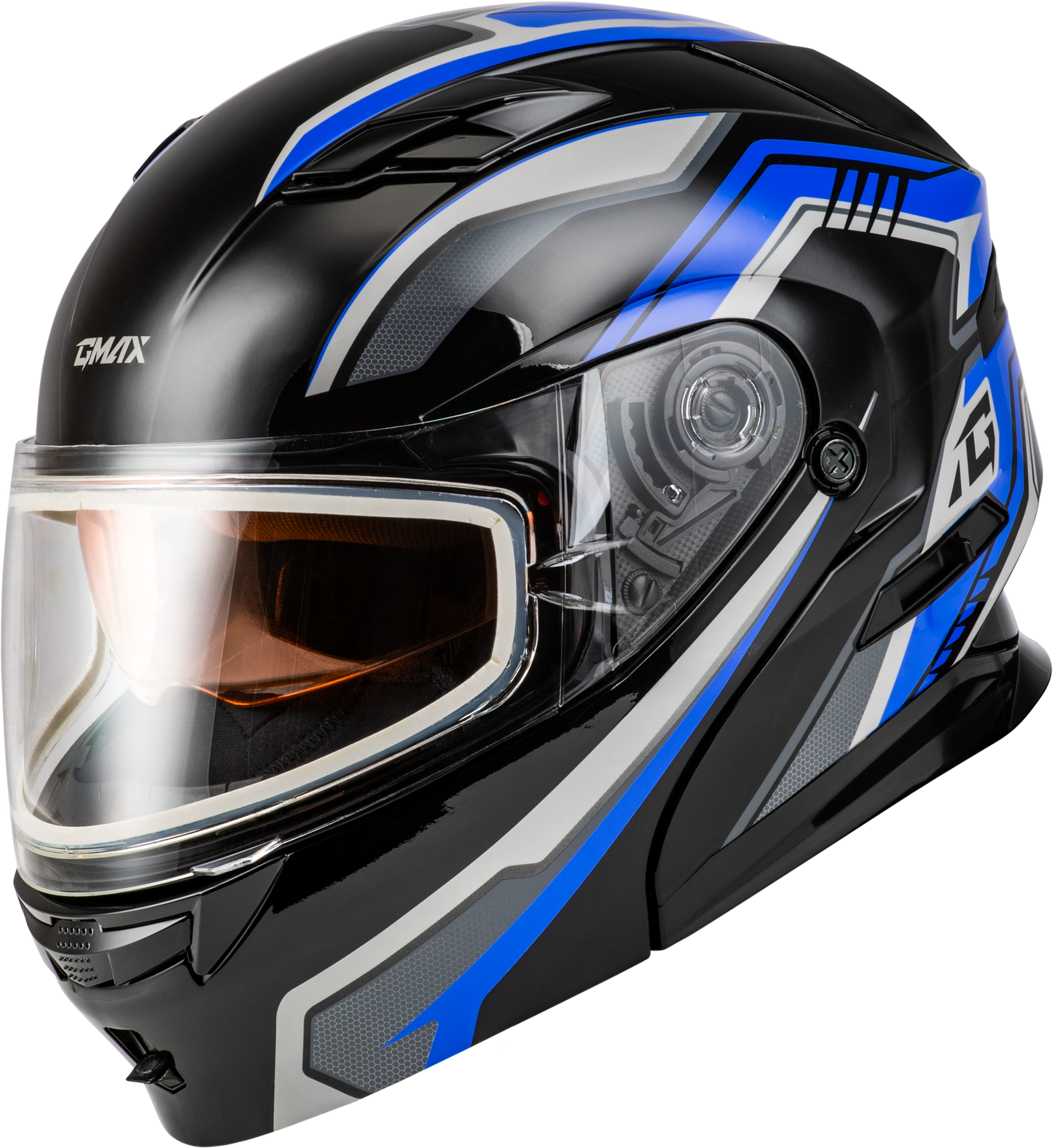 GMAX Md 01s Transistor Snow Helmet Blue/Black with Quick Release Buckle and Integrated LED Light - Kelly Motorsports