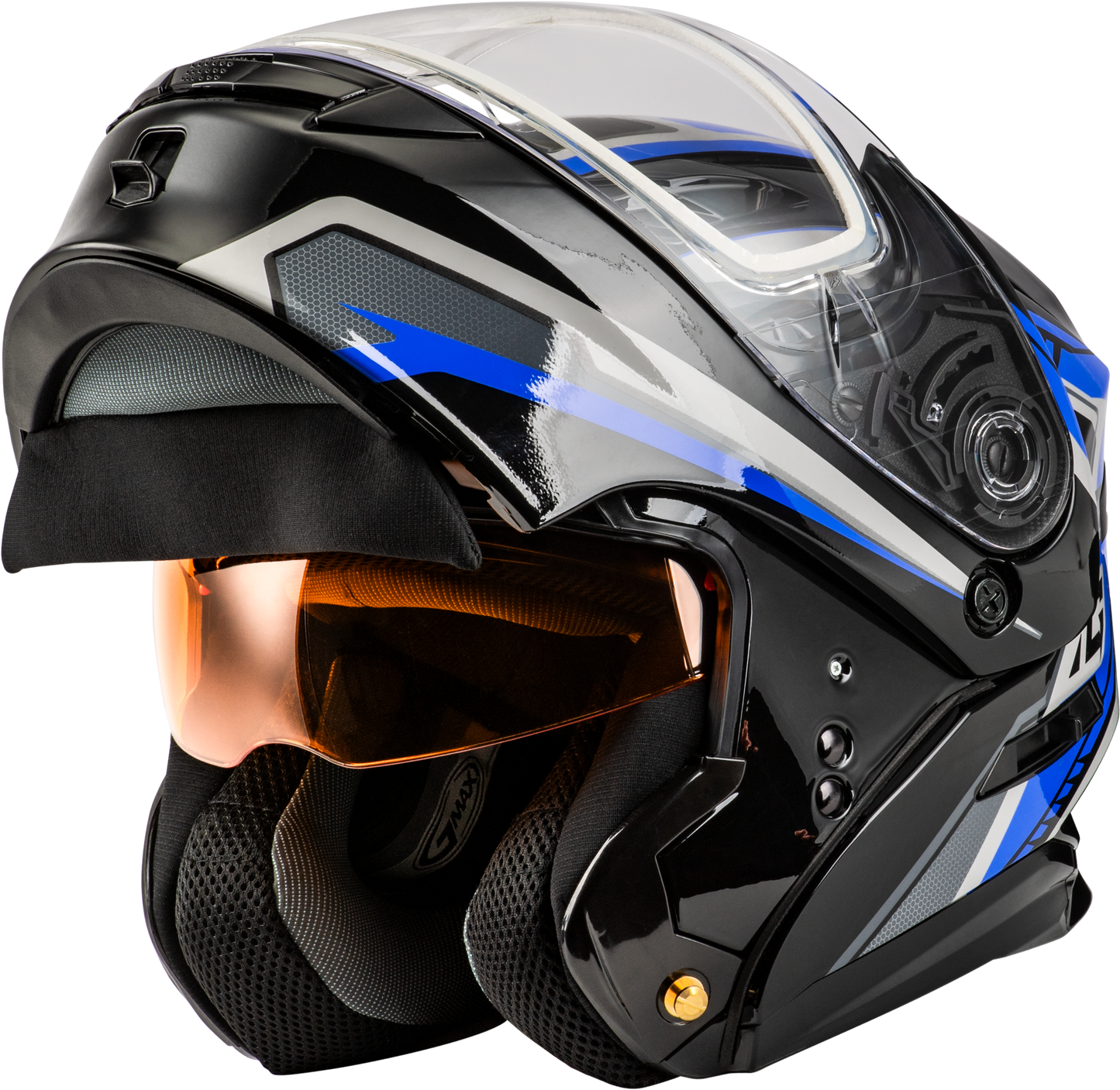 GMAX MD - 01S Transistor Snow Helmet with Quick Release Buckle and LED Light - Kelly Motorsports