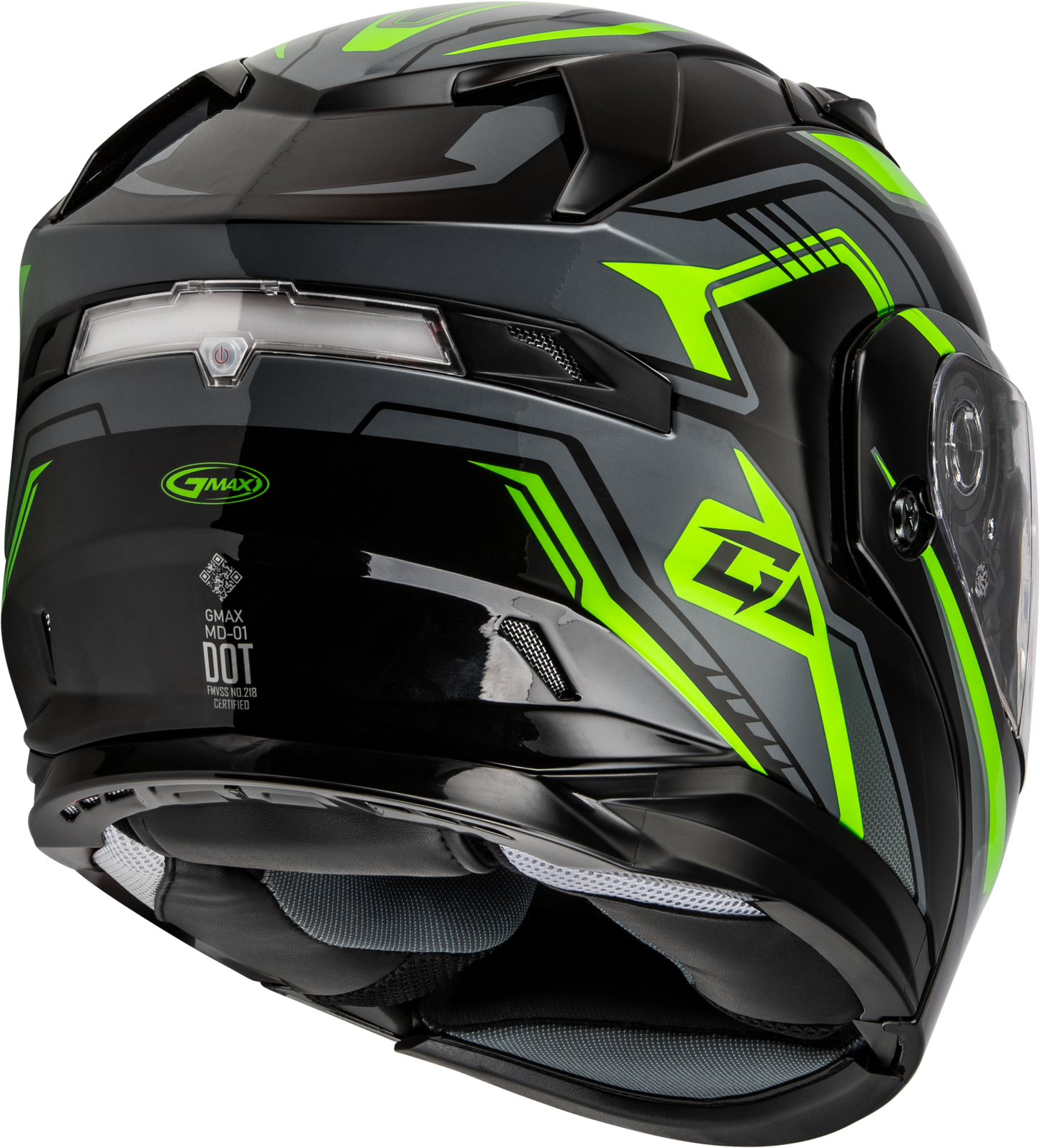 GMAX Md 01s Transistor Snow Helmet with Quick Release Buckle and LED Light - Black, Grey, Green, X - Small - Kelly Motorsports