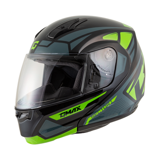 GMAX MD - 04 Modular Helmet with Coolmax Technology and UV400 Face Shield, Large - Kelly Motorsports