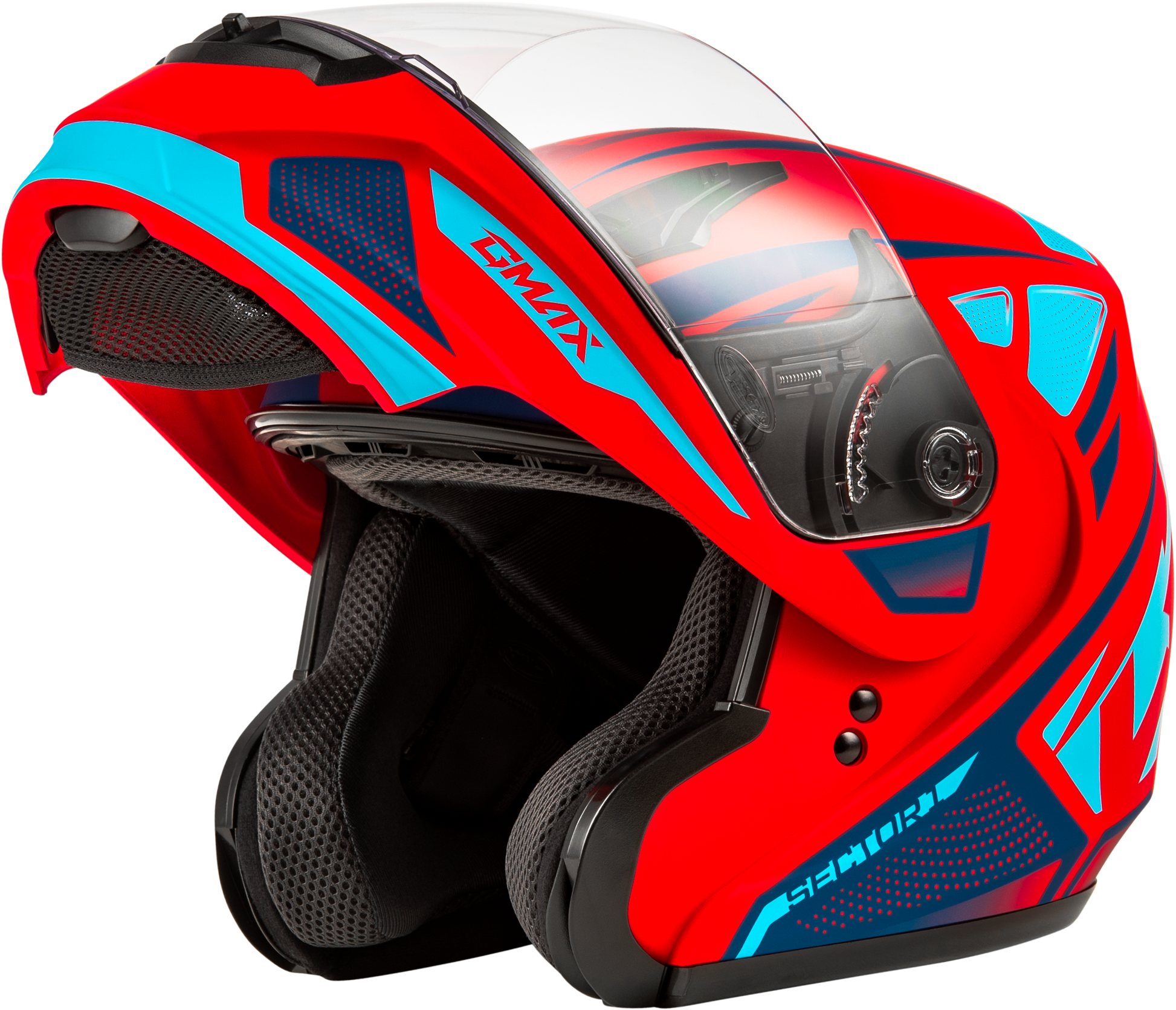 GMAX MD - 04 Sector Helmet Matte Red/Blue – Lightweight Cross - Country Motorcycle Helmet with Advanced Ventilation and Sun Shield - Kelly Motorsports
