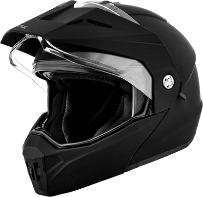 GMAX MD - 74 Solid Matte Black Motorcycle Helmet XS - Modular ADV Design with Dual and Electric Shields - Kelly Motorsports
