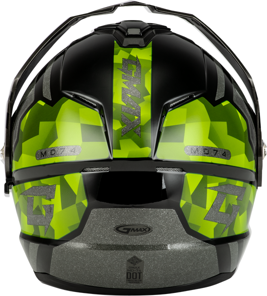 GMAX MD - 74 Striker Modular Helmet with Gold Shield and Black/Silver/Green Metallic Finish - Kelly Motorsports