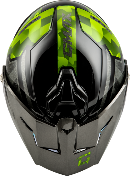 GMAX MD - 74 Striker Modular Helmet with Gold Shield - Black/Silver/Green Metallic, Small - Kelly Motorsports