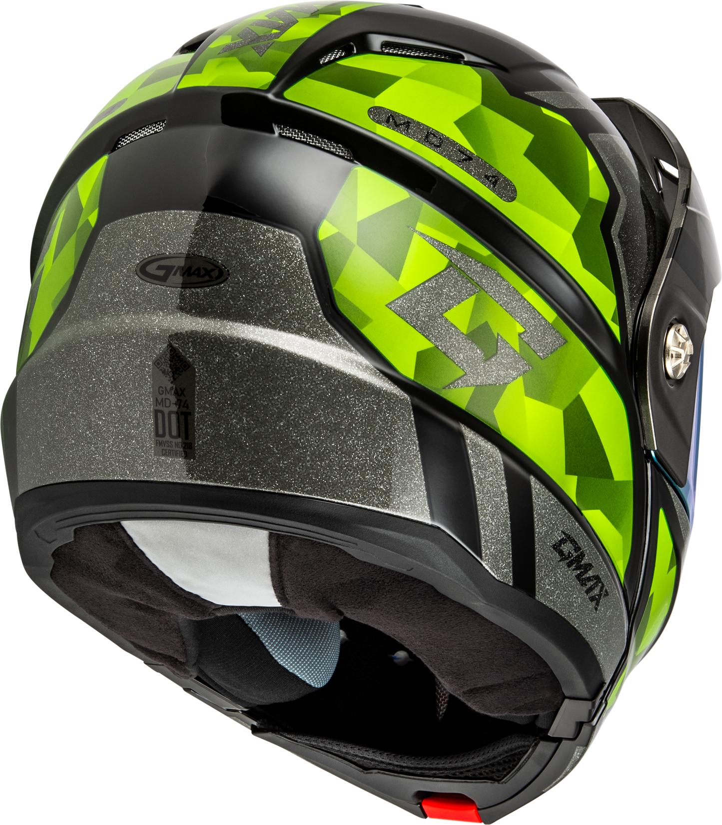 GMAX MD - 74 Striker Modular Helmet with Gold Shield, Black/Slvr/Grn Metallic, XL - Kelly Motorsports