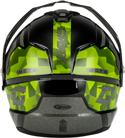 GMAX MD - 74 Striker Modular Helmet with Gold Shield, Black/Slvr/Grn Metallic, XL - Kelly Motorsports