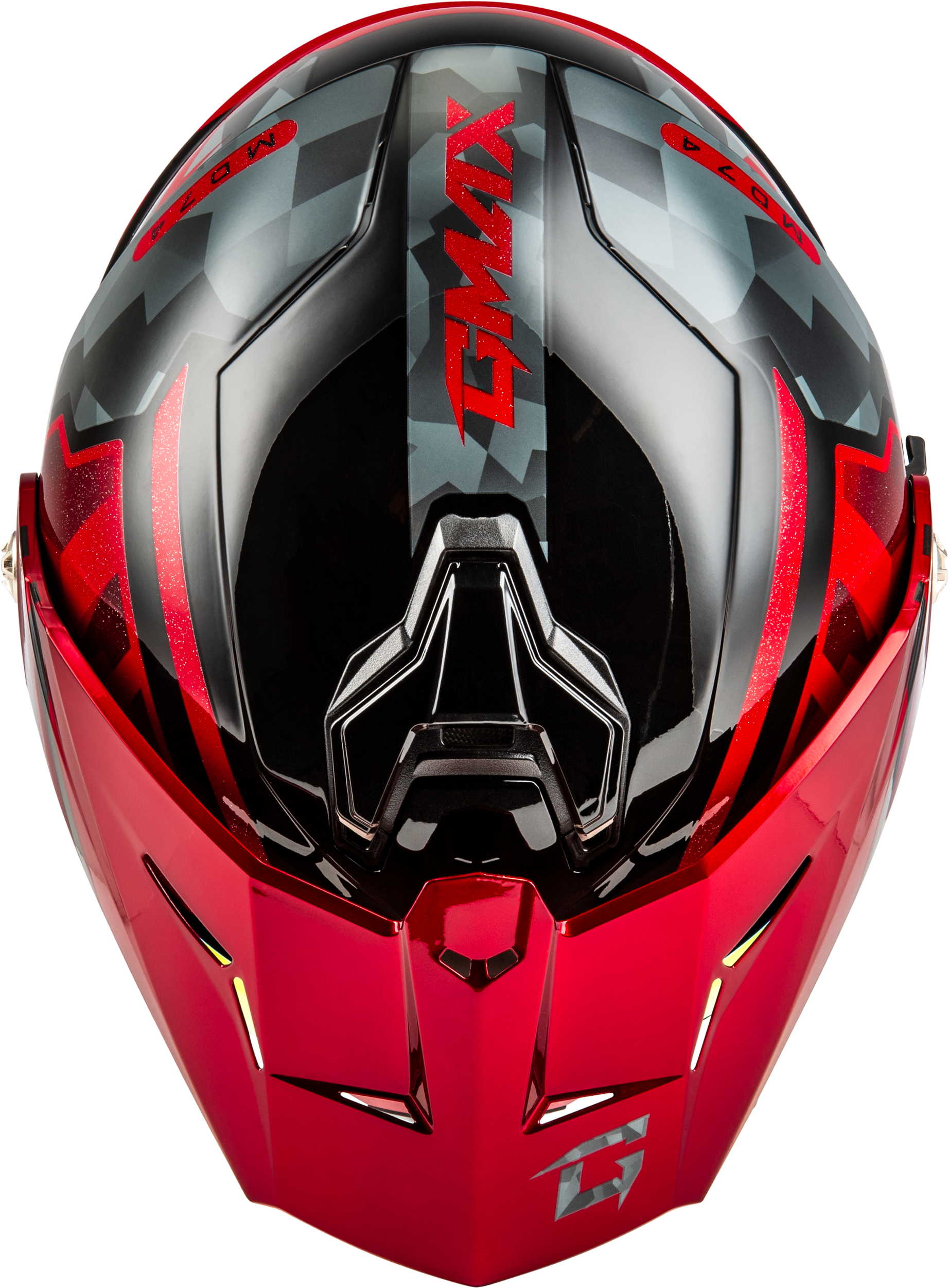 GMAX MD - 74 Striker Modular Helmet with Red Shield - Black, Gray, and Red Metallic Finish - Kelly Motorsports