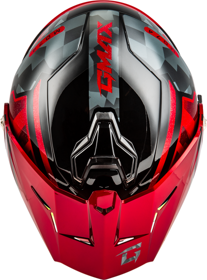 GMAX MD - 74 Striker Modular Helmet with Red Shield - Black, Gray, and Red Metallic Finish - Kelly Motorsports