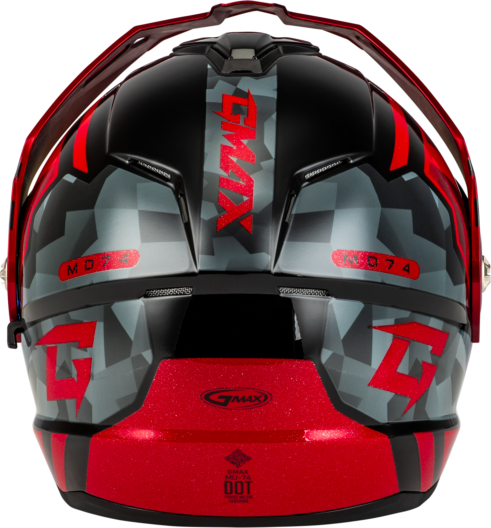 GMAX MD - 74 Striker Modular Helmet with Red Shield - Black, Gray, and Red Metallic Finish - Kelly Motorsports