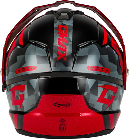 GMAX MD - 74 Striker Modular Helmet with Red Shield - Black, Gray, and Red Metallic Finish - Kelly Motorsports