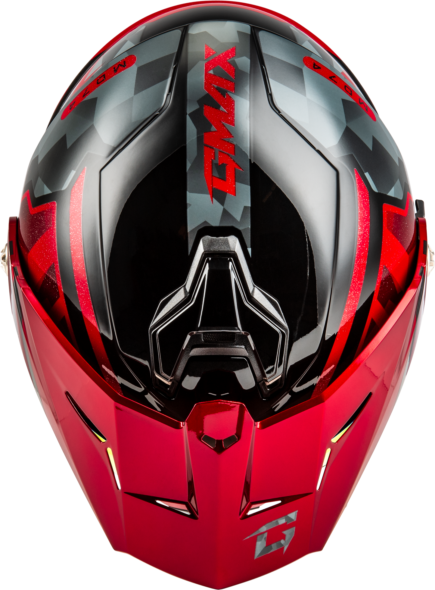 GMAX MD - 74 Striker Modular Helmet with Red Shield - Black/Grey/Red Metallic, Size XS - Kelly Motorsports