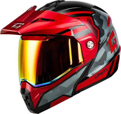 GMAX MD - 74 Striker Modular Helmet with Red Shield, Black/Grey/Red Metallic, Small - Kelly Motorsports