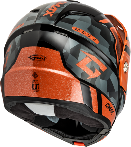 GMAX MD - 74 Striker Modular Helmet with Smoke Shield - Black, Gray, and Metallic Finish - Kelly Motorsports