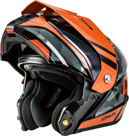 GMAX MD - 74 Striker Modular Helmet with Smoke Shield – Black, Gray & Orange Metallic Finish - Kelly Motorsports