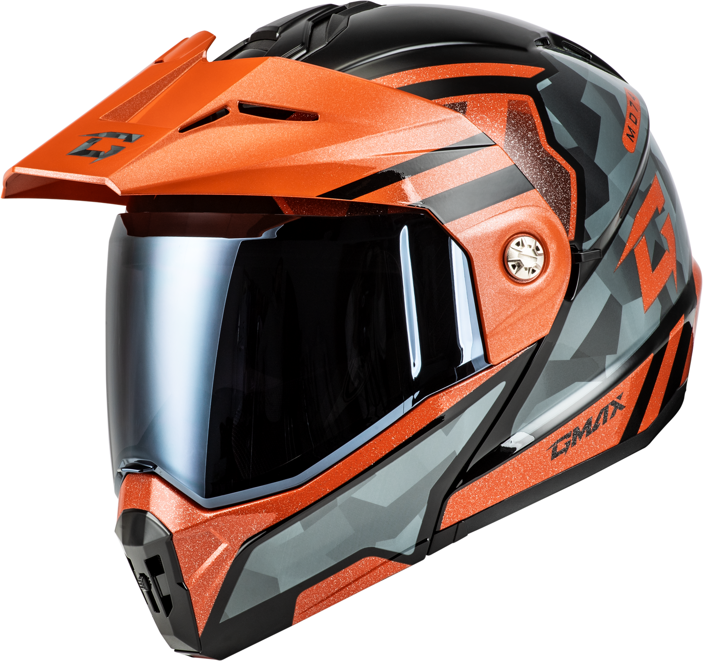 GMAX MD - 74 Striker Modular Helmet with Smoke Shield – Black, Gray & Orange Metallic Finish - Kelly Motorsports