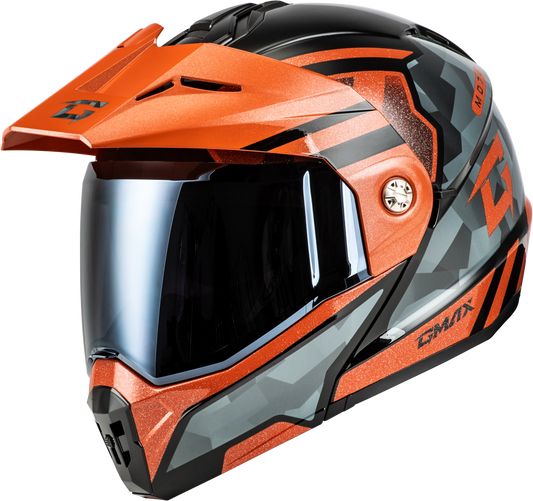 GMAX MD - 74 Striker Modular Helmet with Smoke Shield – Black, Gray & Orange Metallic Finish - Kelly Motorsports