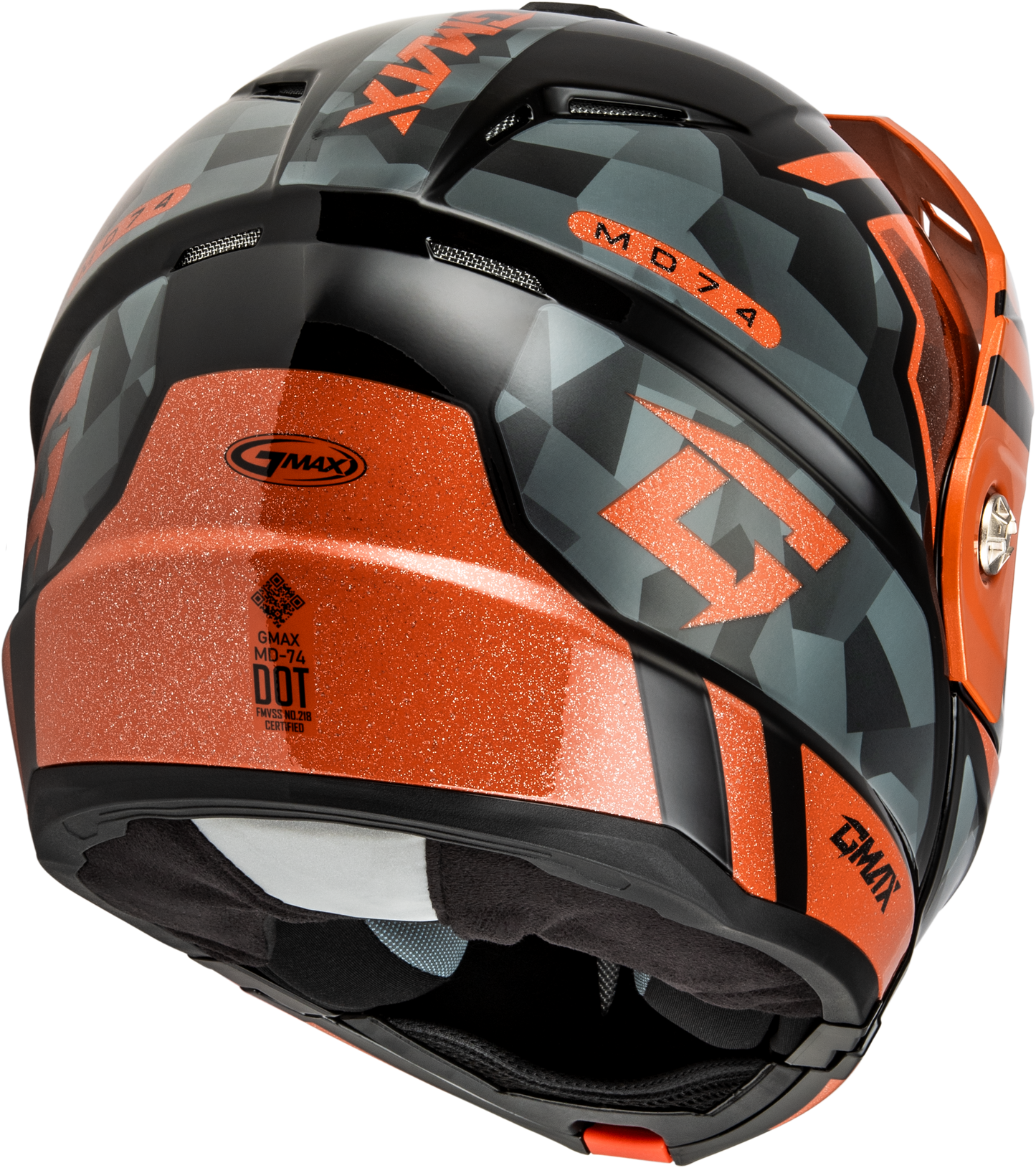 GMAX MD - 74 Striker Modular Helmet with Smoke Shield, Black/Gray/Orange, XL - Kelly Motorsports